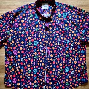 RSVLTS Disney Pixar Shirt Mens 4x Coco "La Ofrenda" Short Sleeve Button Up Skull